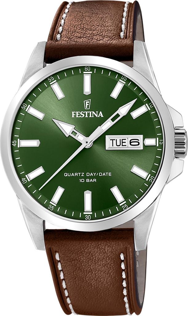 Festina F20358/5 Uhr Herrenuhr Lederarmband Datum braun Produktbild 