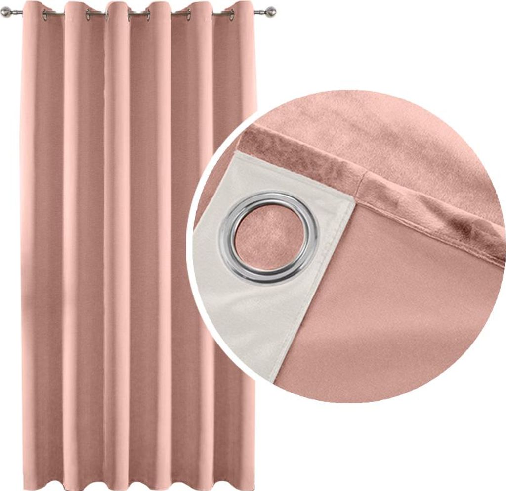 Rideau occultant en velours 90 % épais avec œillets, rose Image du produit 