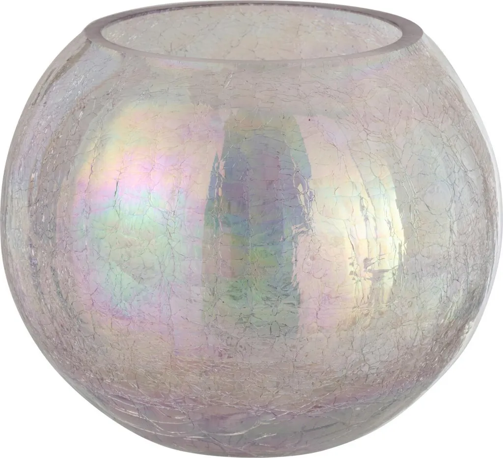 Lanterne J-Line Violette en Verre Craquelé pour une Déco Chic et Zen