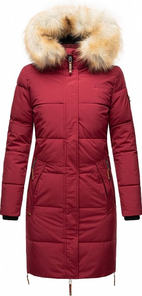 Navahoo Premium Damen Winter Jacke Steppjacke Mantel Parka warme Kapuze Halina Bordeaux Gr. 36 - S
