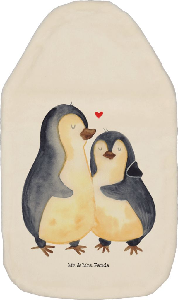 Mr. & Mrs. Panda Wärmflasche Pinguin umarmen - Weiß - Geschenk, Bettflasche, Umarmung, mit Bezug, Hochzeitsgeschenk, Wärmekissen, Wärmflaschen,...