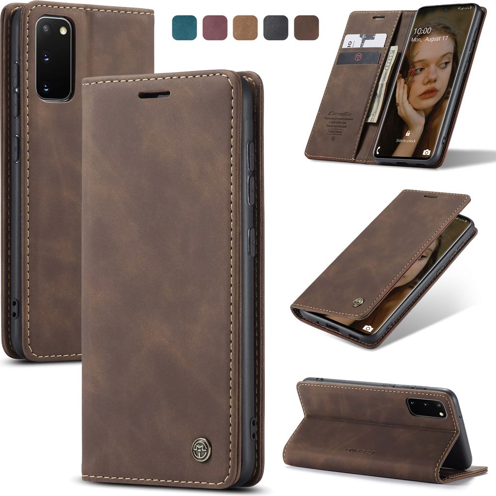 Hülle Samsung Galaxy S20 Handyhülle Klapphülle Tasche Etui Flip Case Dunkelbraun