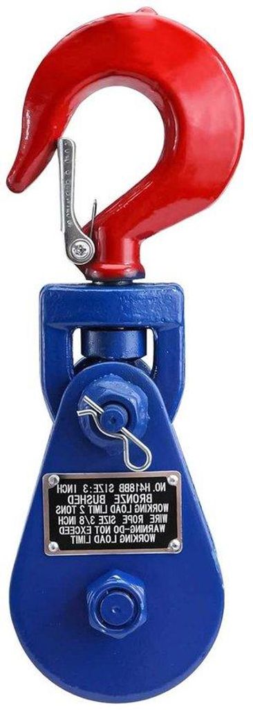 2 Ton Katrol met Draaibare Haak en Veiligheidshaken voor Zware Belastingen und vielfältige Anwendungen mit Stahlkabel-Lièr und Schacht 9 mm Stahl...