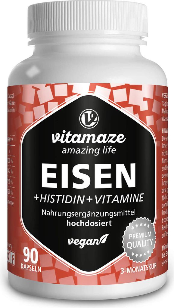 Eisen 20 mg+Histidin+Vitamine C/b9/b12 Kapseln 90 St