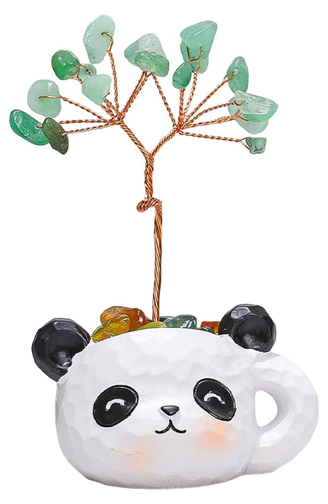 Kleiner Geldbaum aus künstlichen Kristallen mit Cartoon-Tiertopf, handgefertigt aus Kupferdraht, Feng-Shui-Ornament für Zuhause, Büro oder Schre...