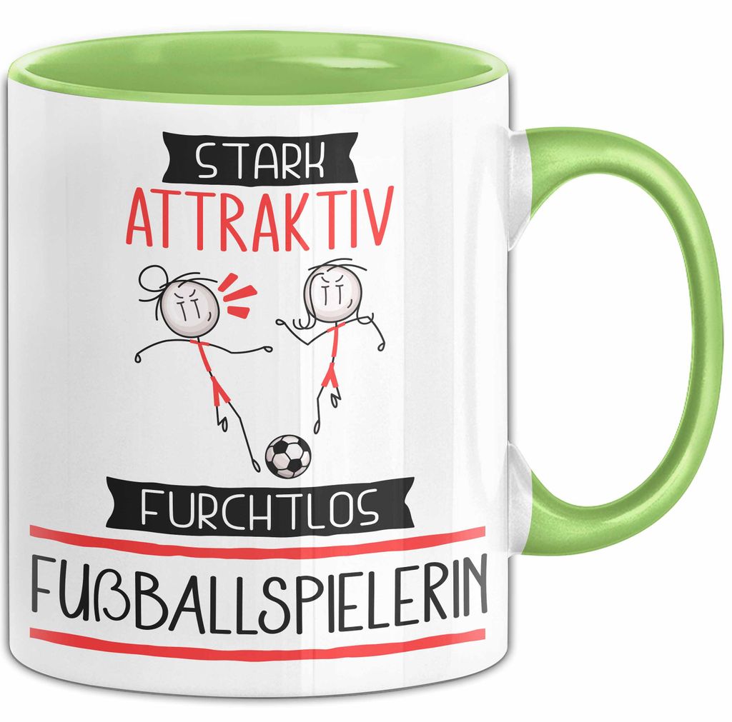 Fußballspielerin Tasse Geschenk Becher Stark Attraktiv Furchtlos Fußballspielerin Lustige Geschenkidee (Grün)