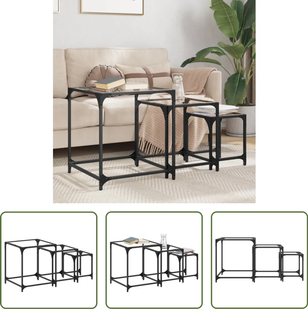 The Living Store Set 3 Tavolini Vetro e Acciaio - Design Moderno Living