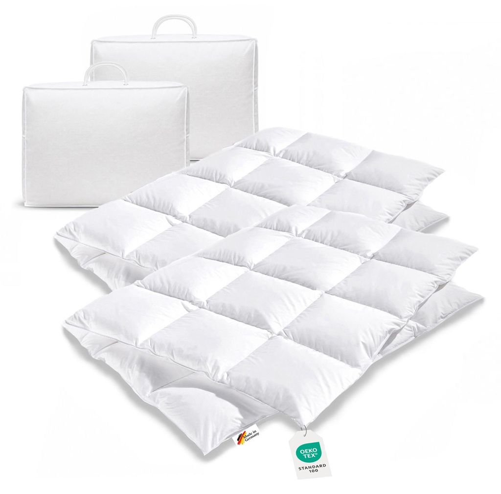 2 x warme 100% sibirische Winter Daunen Bettdecke Decke Produktbild 