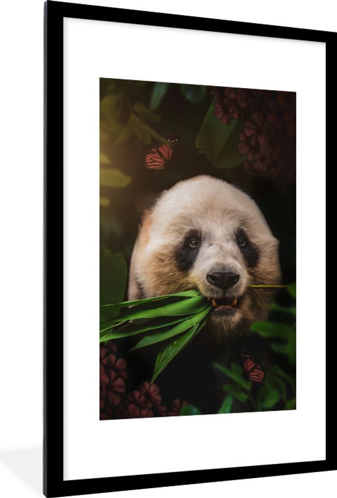 MuchoWow® MuchoWow® Gerahmtes Poster Panda - Schmetterling Produktbild 