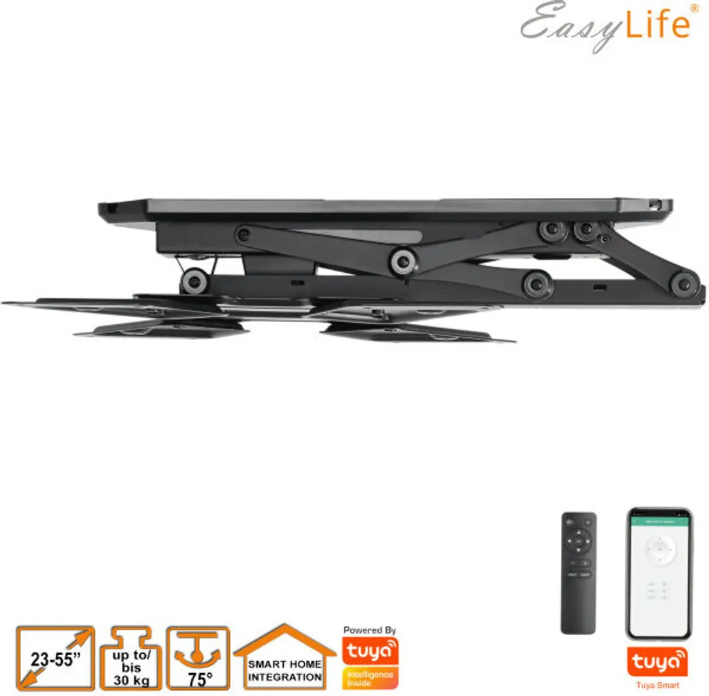 Support TV Plafond Motorisé : Solution Gain de Place pour Écran 55"