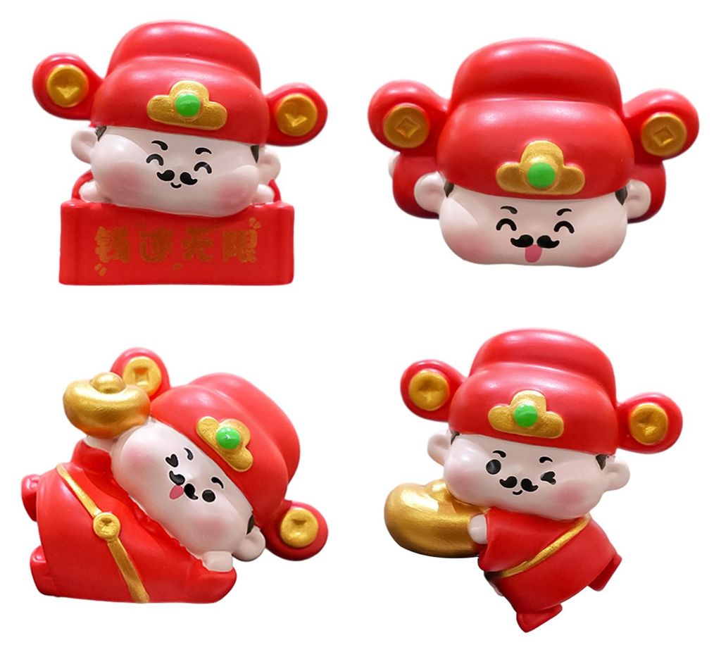 1/4 Stück Figur des Gottes des Reichtums, Computermonitor-Dekoration, Cartoon-Statue chinesischer Unsterblicher, Harzskulptur, Auto-Armaturenbrett...