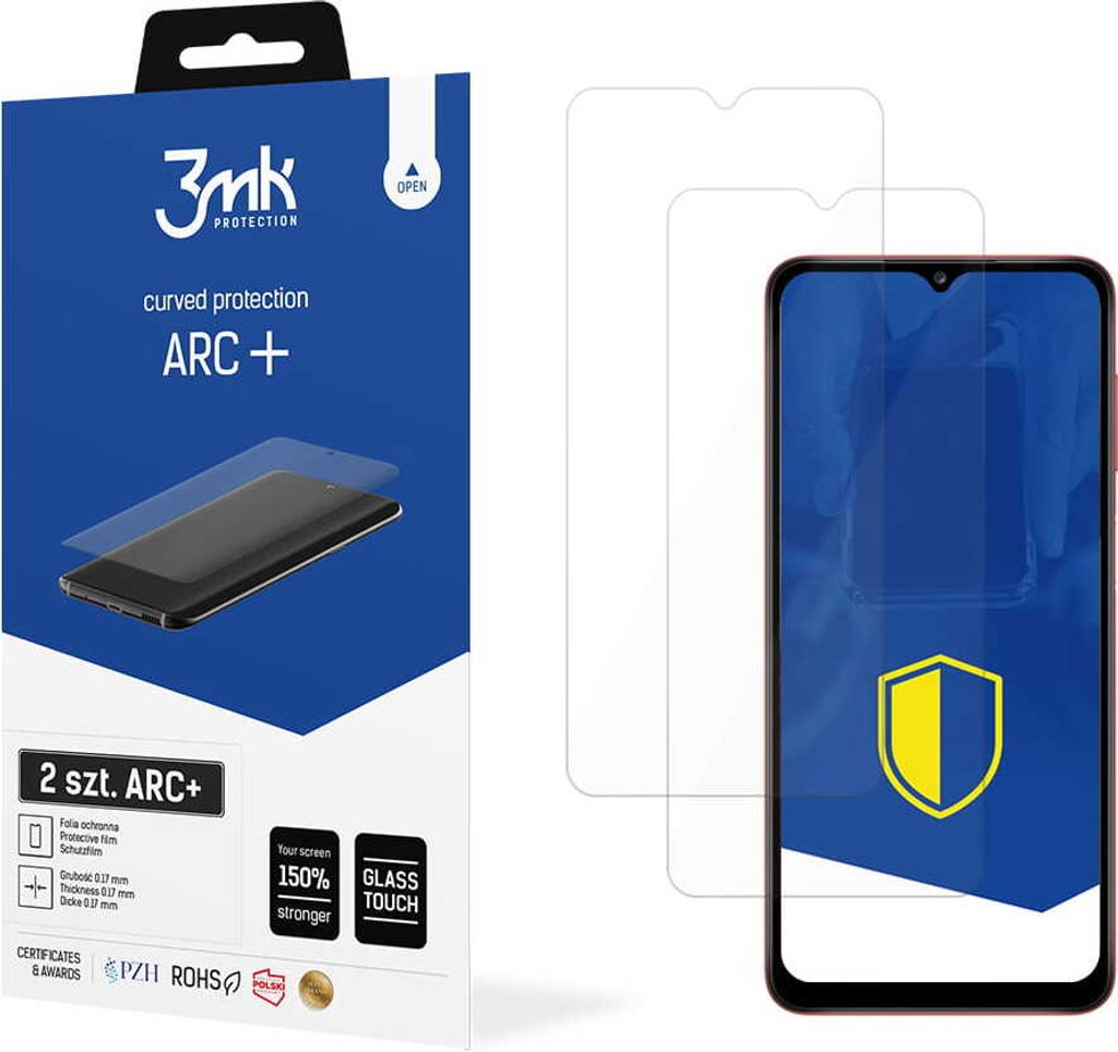 3mk Display Schutzfolie ARC+ für Samsung Galaxy A12 0,17mm Self-Heal (2 Stück)