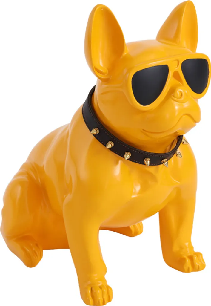 Cane Oggetto Decorativo Giallo 38x35x22cm - Bulldog in Resina