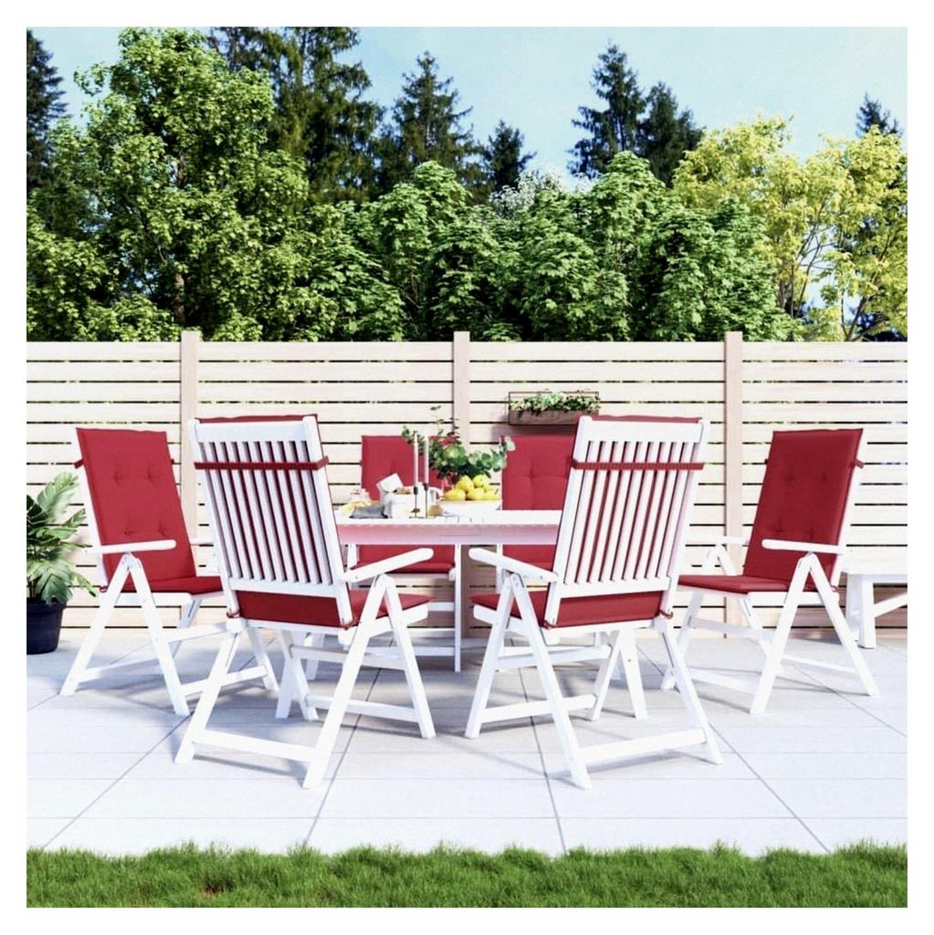 Hochlehner Gartenstuhlauflagen 6 STK., Sitzkissen für Gartenstühle, UV-beständige Polsterauflagen, Weinrot