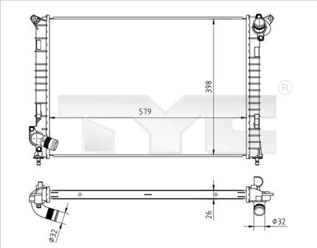 Radiateur moteur aluminium TYC 722-0002 haute résistance OE 7509714