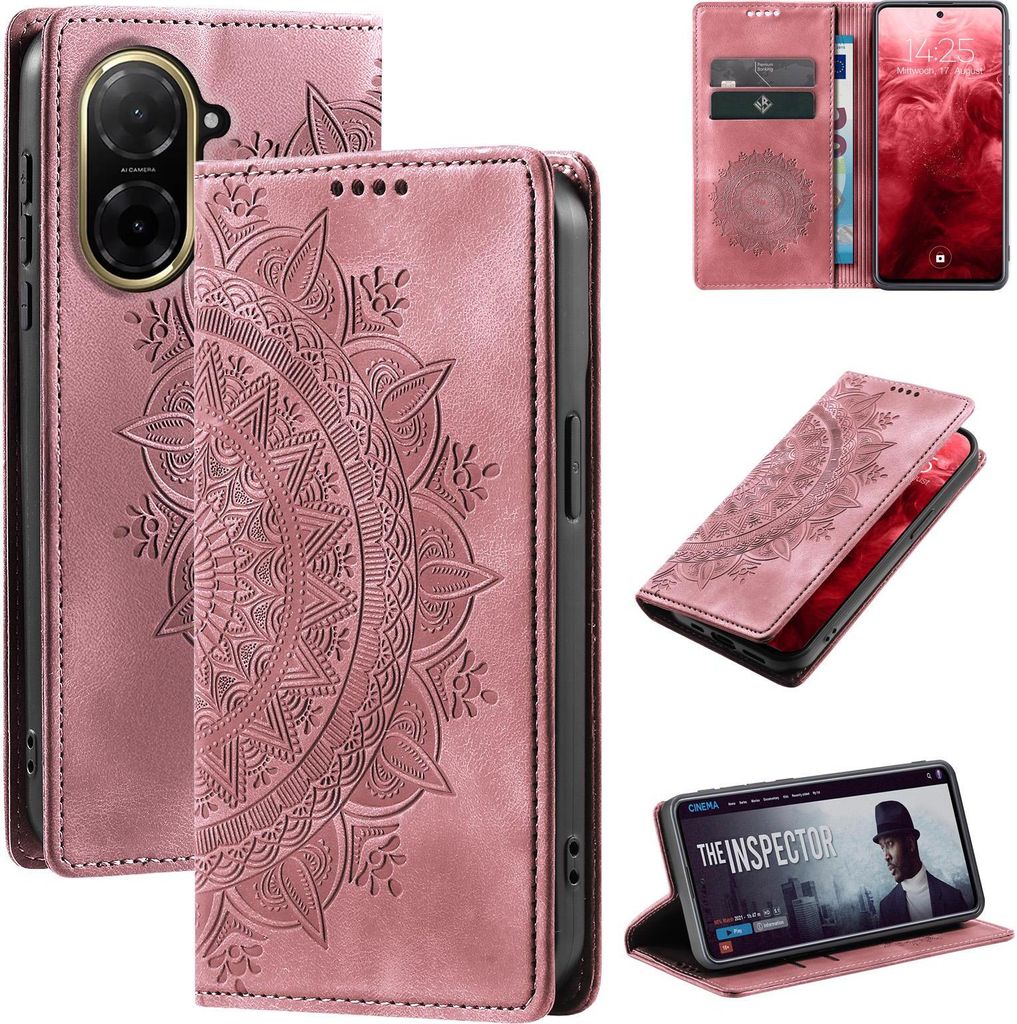 Mandala Handyhülle für Xiaomi Redmi A5 RFID Schutz Klapphülle Case Cover Design Schutzhülle Farbe: Rosa