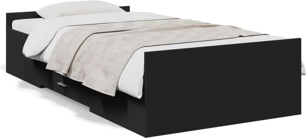 vidaXL Bettgestell mit Schubladen Schwarz 75x190 cm Produktbild 