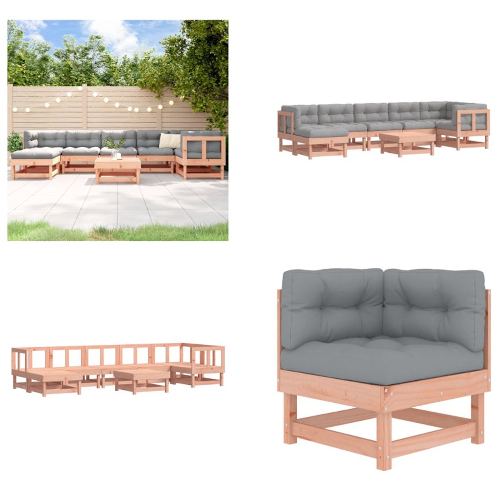 vidaXL 8 tlg. Garten Lounge Set mit Kissen Massivholz Douglasie - Garten Lounge Set - Garten Lounge Sets - Lounge Set - Outdoor Lounge Set
