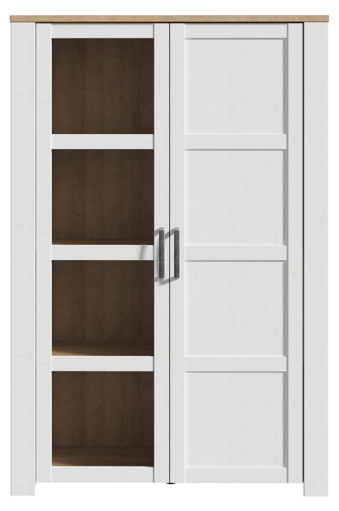 Stauraumvitrine >BOHOL< in Eiche Nachbildung / Sibiu - 106,4x160,6x42cm (BxHxT)