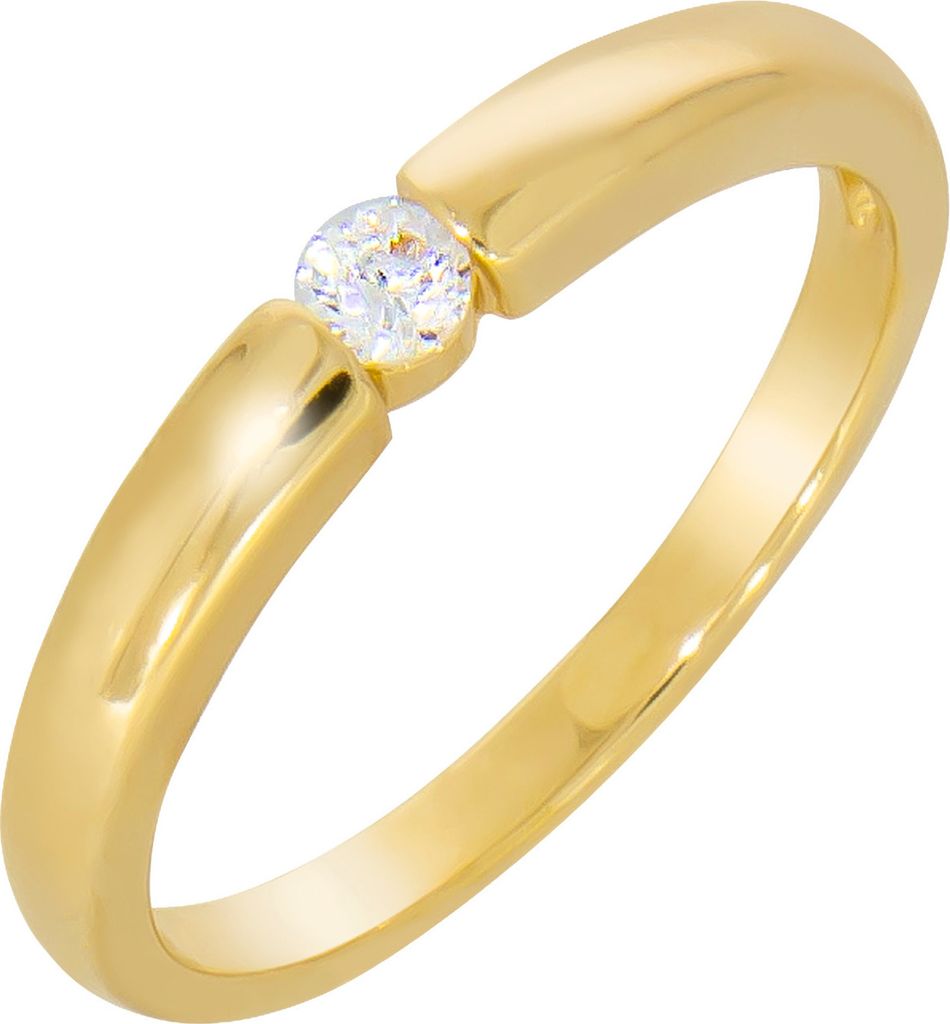 V Ring 925/- Sterling Silber gelb 058 (18,5) Zirkonia weiß 360271398-8