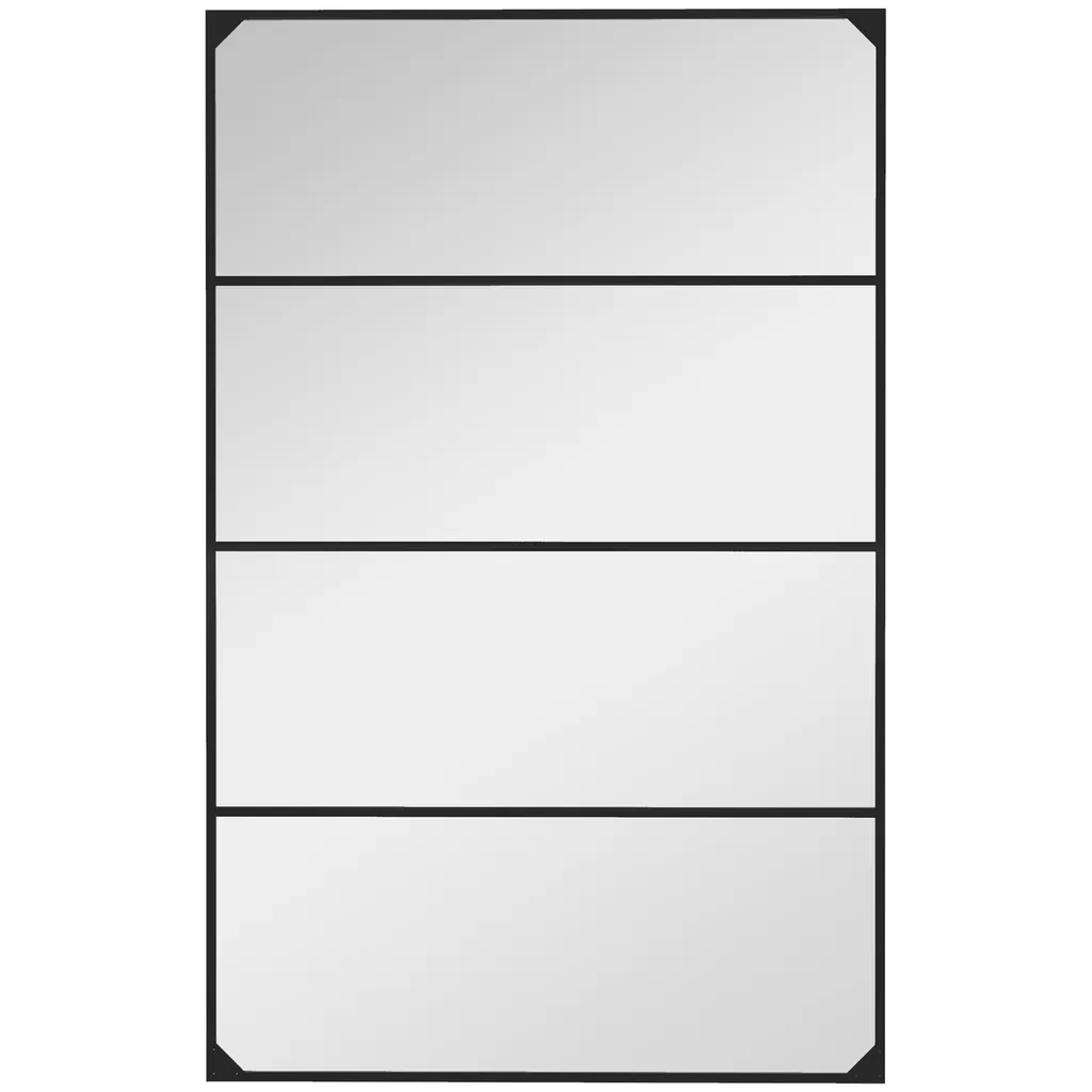 Miroir Verrière Métal Noir avec Fixation Horizontale ou Verticale 109cm