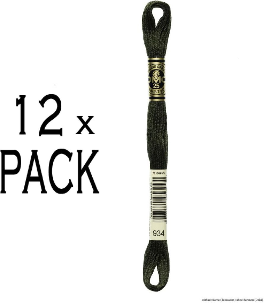 12x DMC Stickgarn Mouline Special 117MC -934, 6-fädig, 8m, VPE