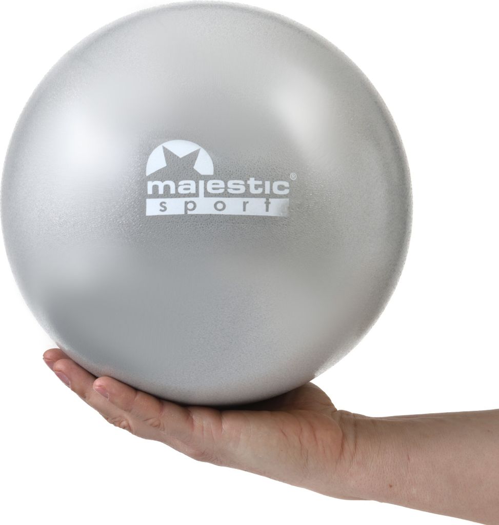 Majestic Sport Mini Gymnastikball, 25cm Soft Pilates Ball, Gymnastikball klein mit aufblasbarem Strohhalm für Yoga, Grau.
