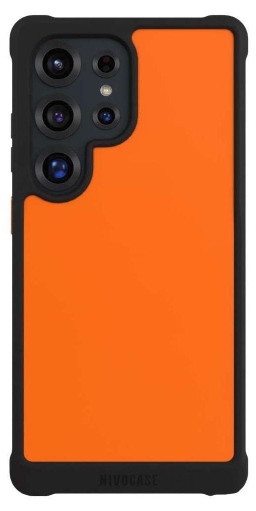 NIVOCASE Hülle für Samsung Galaxy S25 Ultra Stoßfeste Handyhülle NIVOmax Case Schwarz Farbe einfarbig orange