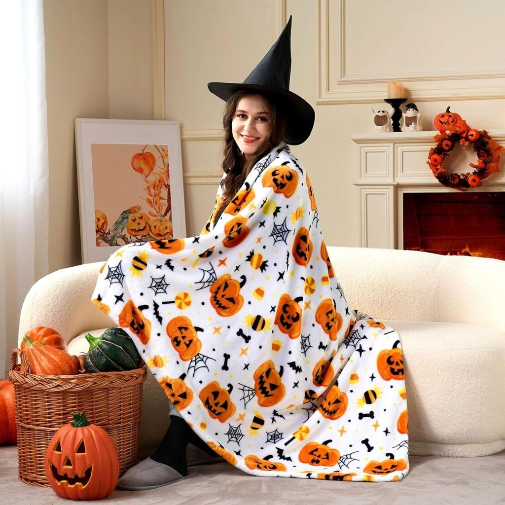 Halloween-Überwurfdecke – weiche Plüsch-Halloween-Decke –