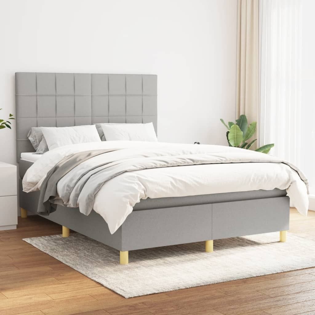 Maison Exclusive - Boxspringbett mit Matratze Hellgrau 140x200 cm Stoff