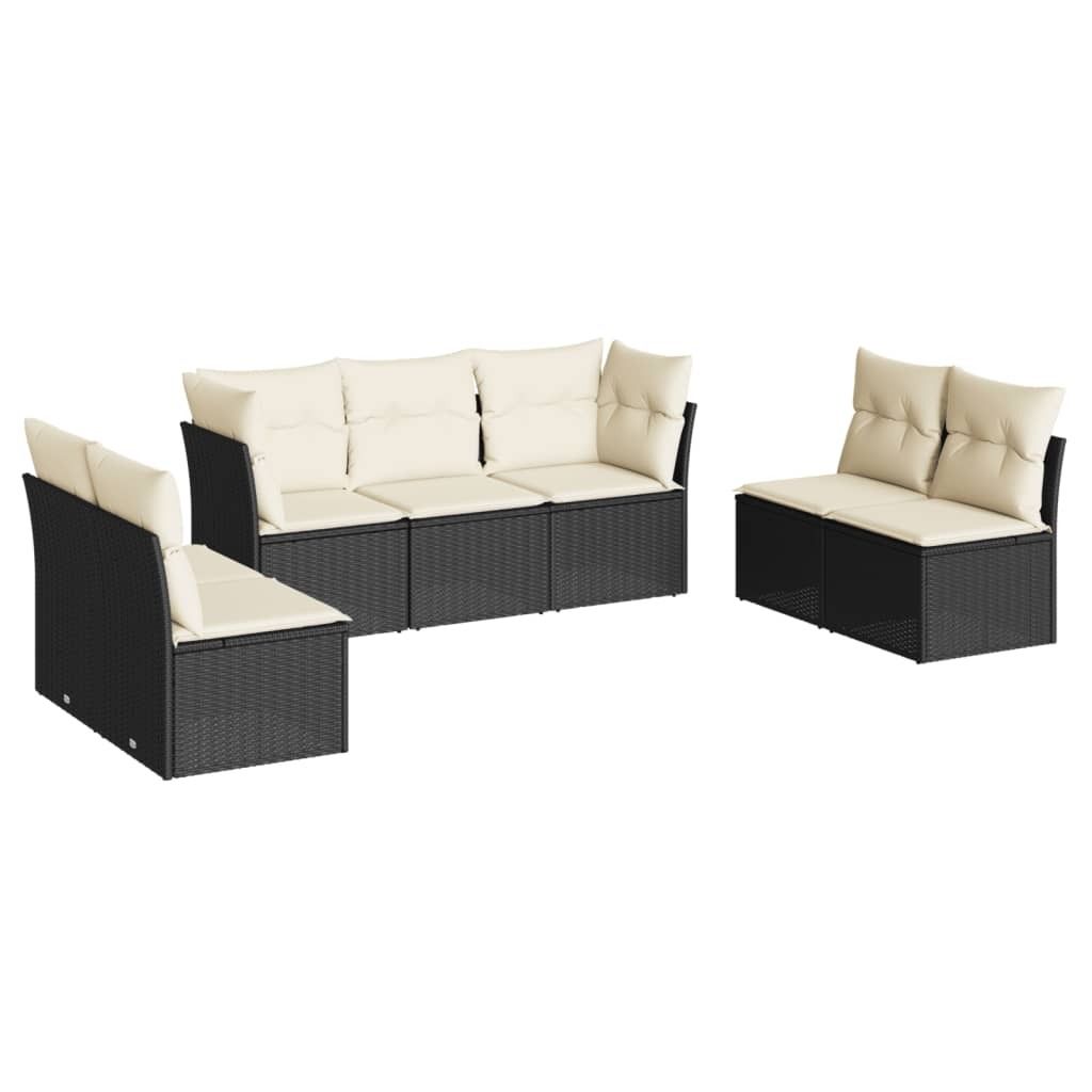 "2026 MODERNE" 7-tlg. Garten-Lounge-Set - elegantes Design - Sitzgruppe/Gartengarnitur - mit Kissen Schwarz Poly Rattan - Terassenmöbel NeuMöbel7...