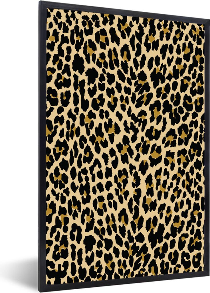 MuchoWow Gerahmtes Poster Leopard - Mantel - Schnittmuster 40x60 cm - Poster mit Schwarzem Bilderrahmen Wandposter Rahmen Foto Bilder - Papierdru...