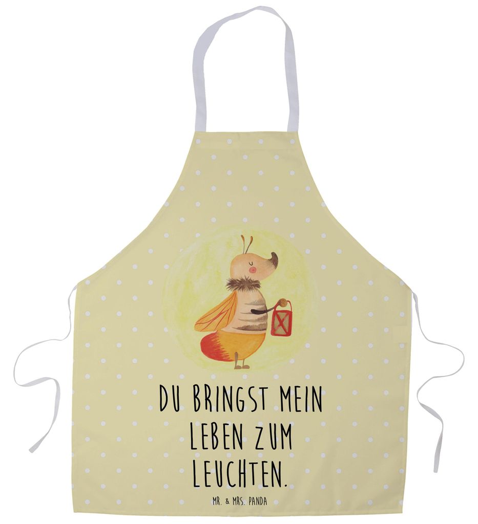 Mr. & Mrs. Panda Kochschürze Glühwürmchen - Gelb Pastell - Geschenk, Küchenzubehör, Liebesspruch, Barkeeper Schürze, Lustige Sprüche, Alltag...