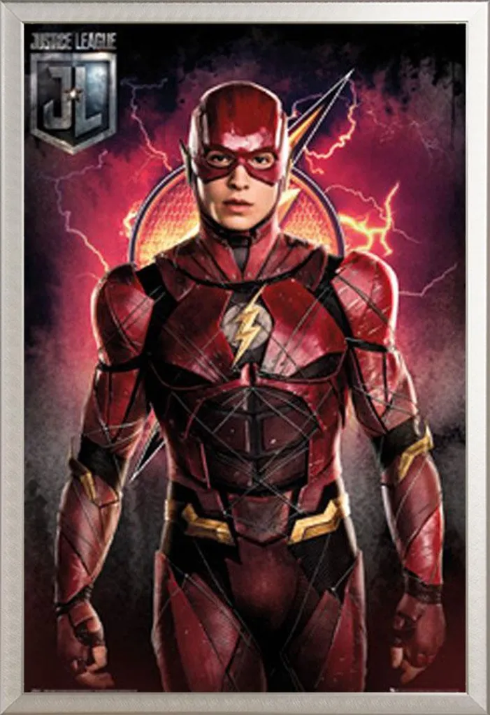 Poster Justice League Flash Solo avec cadre Shinsuke Maxi alu argenté