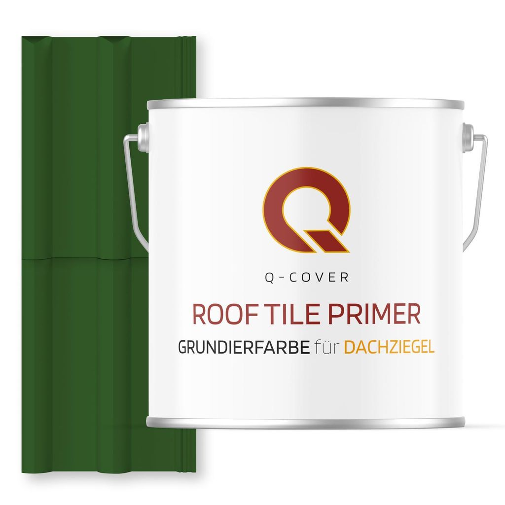 Grundierfarbe für Dachziegel Laubgrün RAL 6002 5 L | wetterfeste Dachbeschichtung | für Ziegel, Beton, Eternit | UV-beständig | Q-COVER
