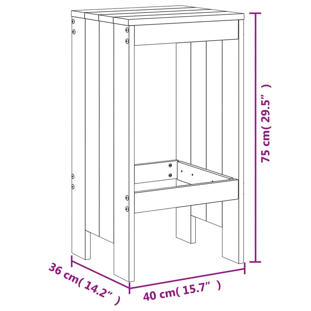 Sgabelli Alti da Pub in Pino Grigio - Set 2pz 40x36x75 cm per Locale - 8