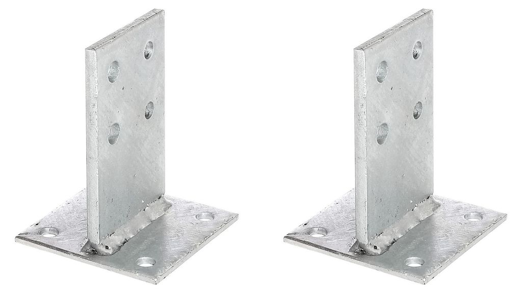Alberts T-Pfostenträger | zum Aufschrauben oder zum Einbetonieren | feuerverzinkt | Steggröße 130 x 80 mm | 2er Set
