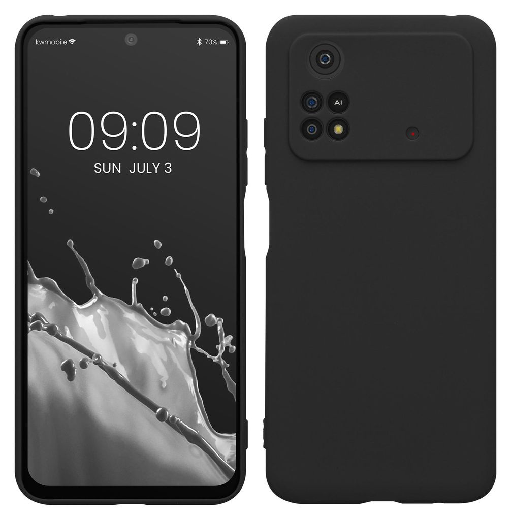 kwmobile Handyhülle für Xiaomi Poco M4 Pro Hülle - weiches Handy Silikon Case - Schutzhülle Cover - Schwarz matt