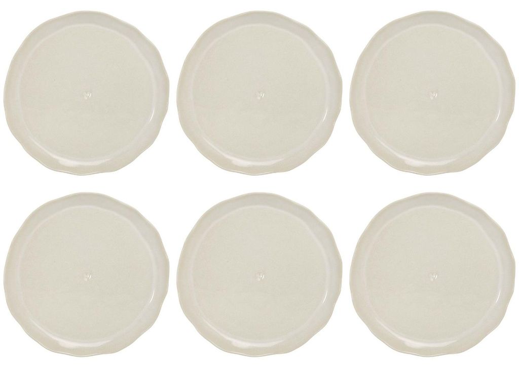 6er Set Speiseteller JUNE Clay creme D. 26cm Stoneware Bastion Collections