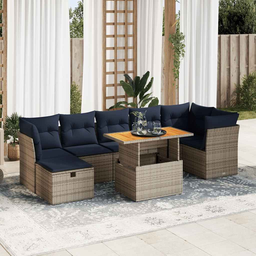 Maison Exclusive - 8-tlg. Garten-Sofagarnitur mit Kissen Braun Poly Rattan Akazie