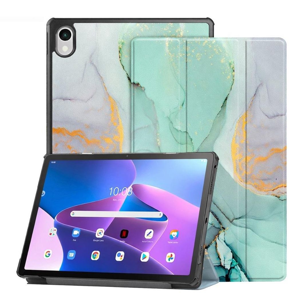 Schutzhülle Case Cover für Samsung Galaxy Tab S11 11" 2025 SM-X736/SM-X730 Smart Cover Magnet Standfunktion Klapphülle Tablet Tasche GRÜN MARMOR