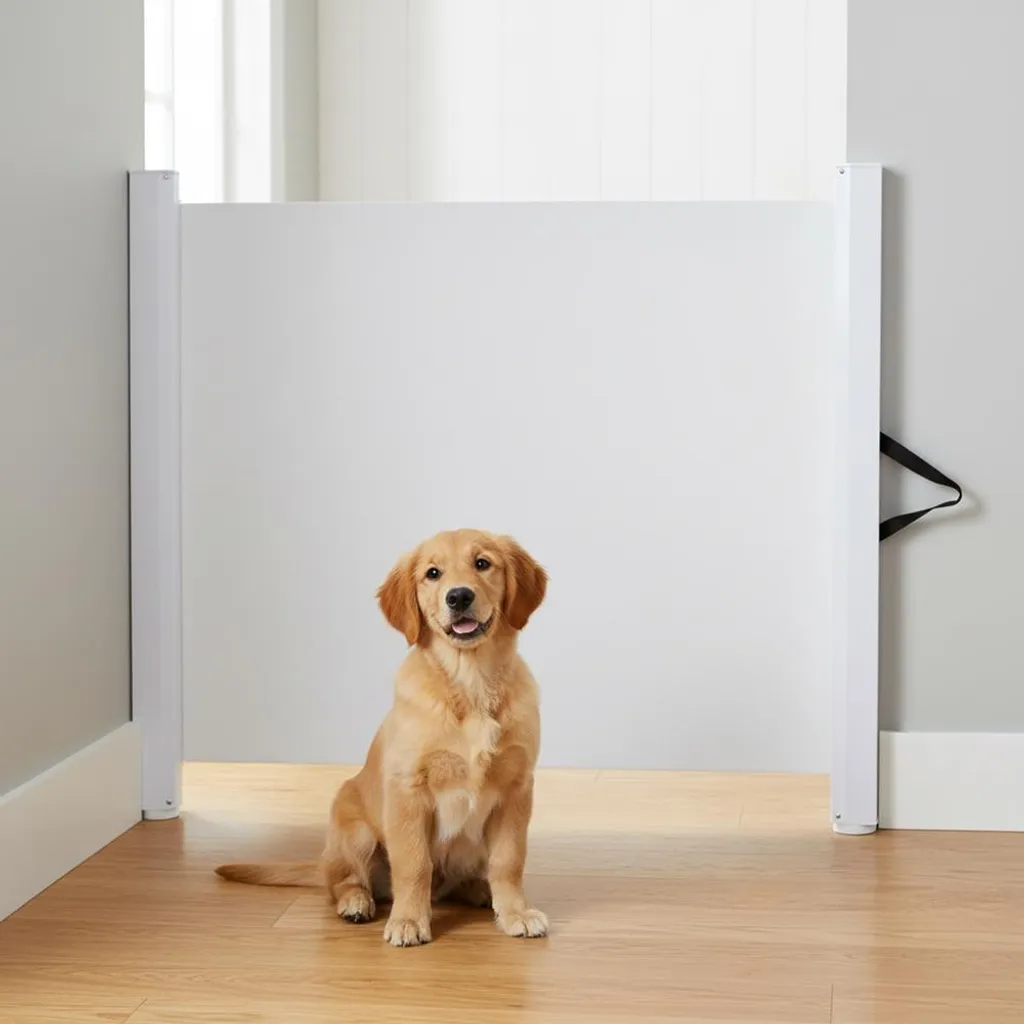 Barrière d'escalier pour enfant et chien extensible 75-85cm coloris blanc