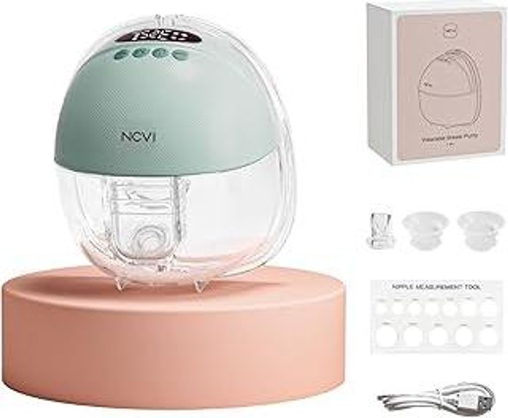 NCVI Tragbare Freihändige Milchpumpe zur Stillzeit, 1er-Pack, Grün