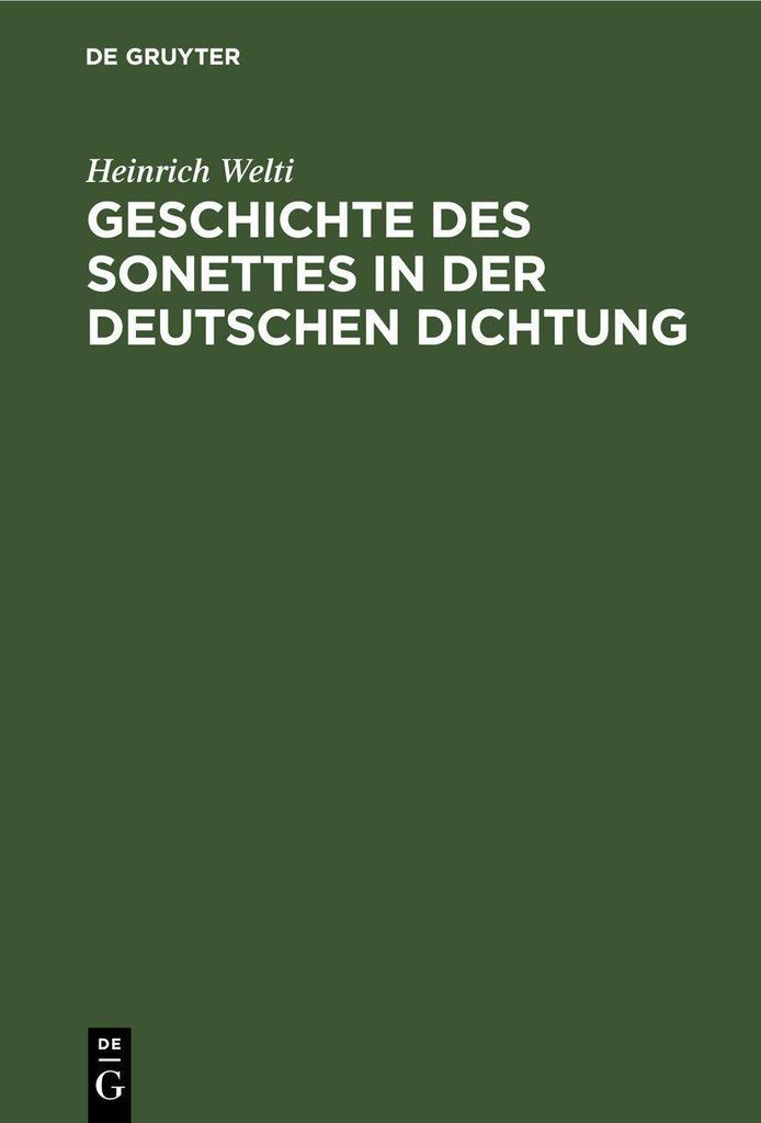 Geschichte des Sonettes in der Deutschen Dichtung
