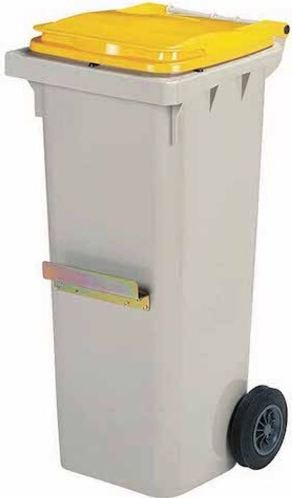 Mülltonne aus Kunststoff aus reinem Polyethylen mit hoher Dichte von Rossignol, Farbe:Grau/Gelb, Fassungsvermögen:240L