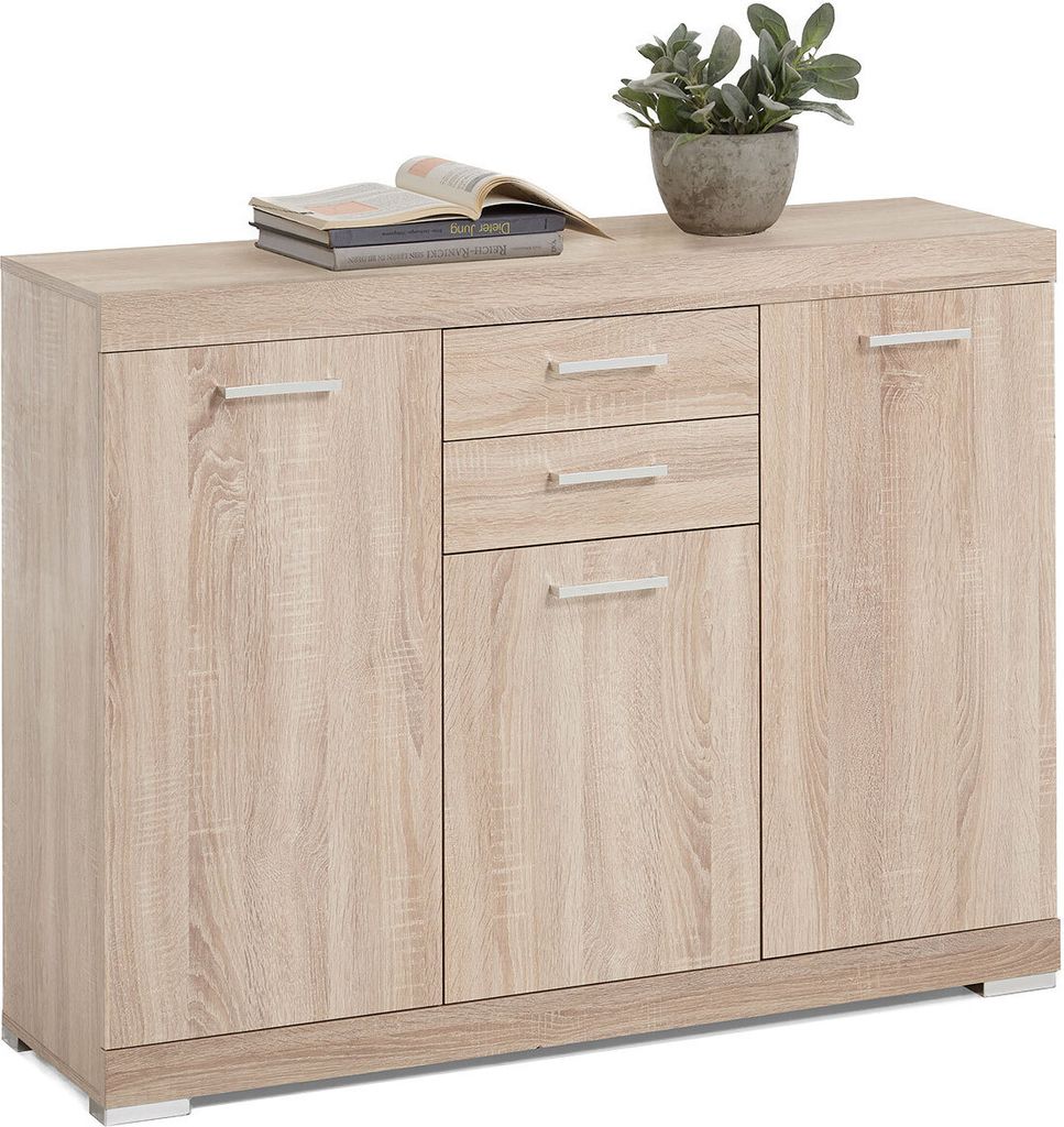 Kommode >Birkenhead< in Eiche - 120x90x35cm (BxHxT) Produktbild 