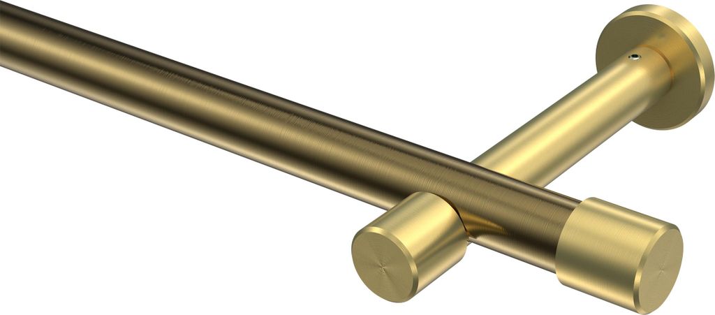 Interdeco Gardinenstange / Vorhangstange Messing Antik / Messing-Optik, Typ Prestige Santo (Kappe) ohne Ringe, 20 mm Ø 1-läufig, 160 cm