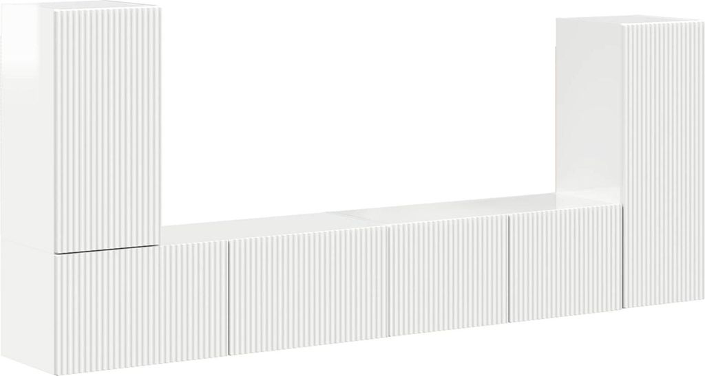 vidaXL TV-Schrankset 4 pcs Hochglanz Weiß Holzwerkstoff