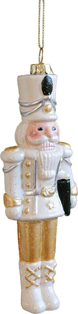 Weihnachtsbaumschmuck aus weißem Kunststoff: Baum, Schneemann, Glocke, Schneeflocke und Nussknacker – die perfekte Dekoration für Ihr Zuhause.