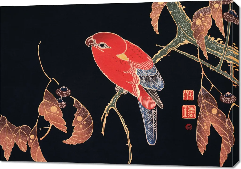 Tableau déco oiseau japonais 100x70 cm pour habiller un mur vide